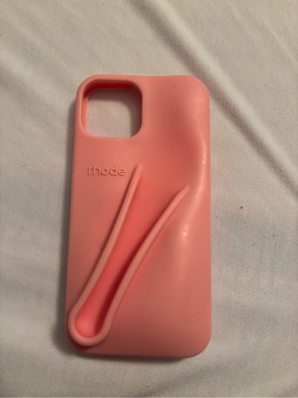 RHODE Coral Pink Silicone Phone Case with Built-In Strap Grip